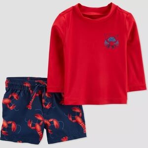 Carter's Baby Boy 2 Piece Longsleeved Swimsuit Trunks Rash Guard